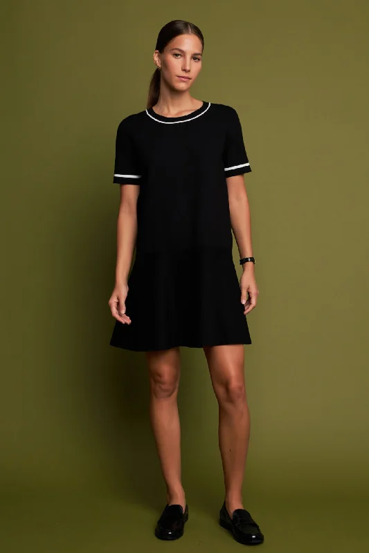 English Factory - Knit Contrast Mini Dress Comfortable One-Shoulder Mini Dress