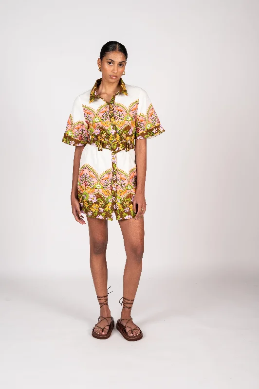 La Maise Lalita Mini Dress - Flamingo Paradise Trendy Crossover Mini Dress