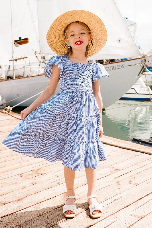 Mini Indie Dress in Blue Gingham - FINAL SALE Comfortable Polka Dot Mini Dress