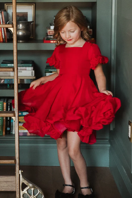 Mini Kendy Dress in Red Elegant Lace-Up Mini Dress