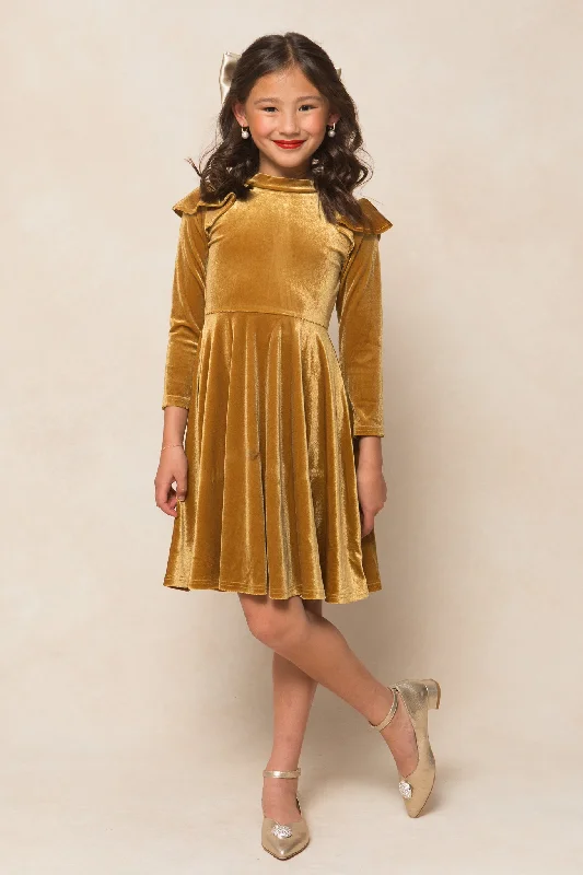 Mini La La Lady Dress in Romance Me Gold Trendy Mesh Mini Dress