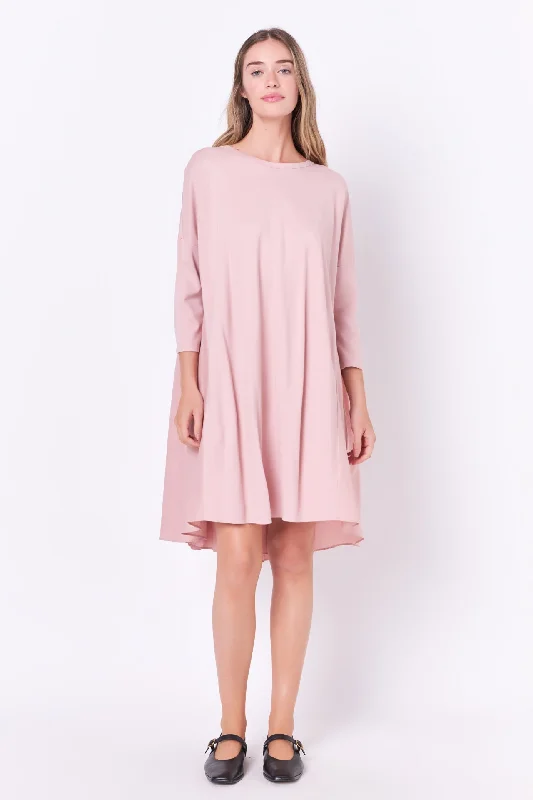 English Factory - Mixed Media High & Low Mini Dress Stylish Short-Sleeve Mini Dress