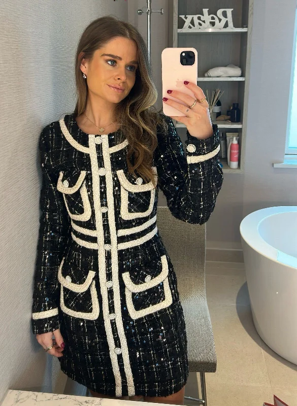 Sister Jane DREAM Belle Tweed Mini Dress Elegant Lace Mini Dress