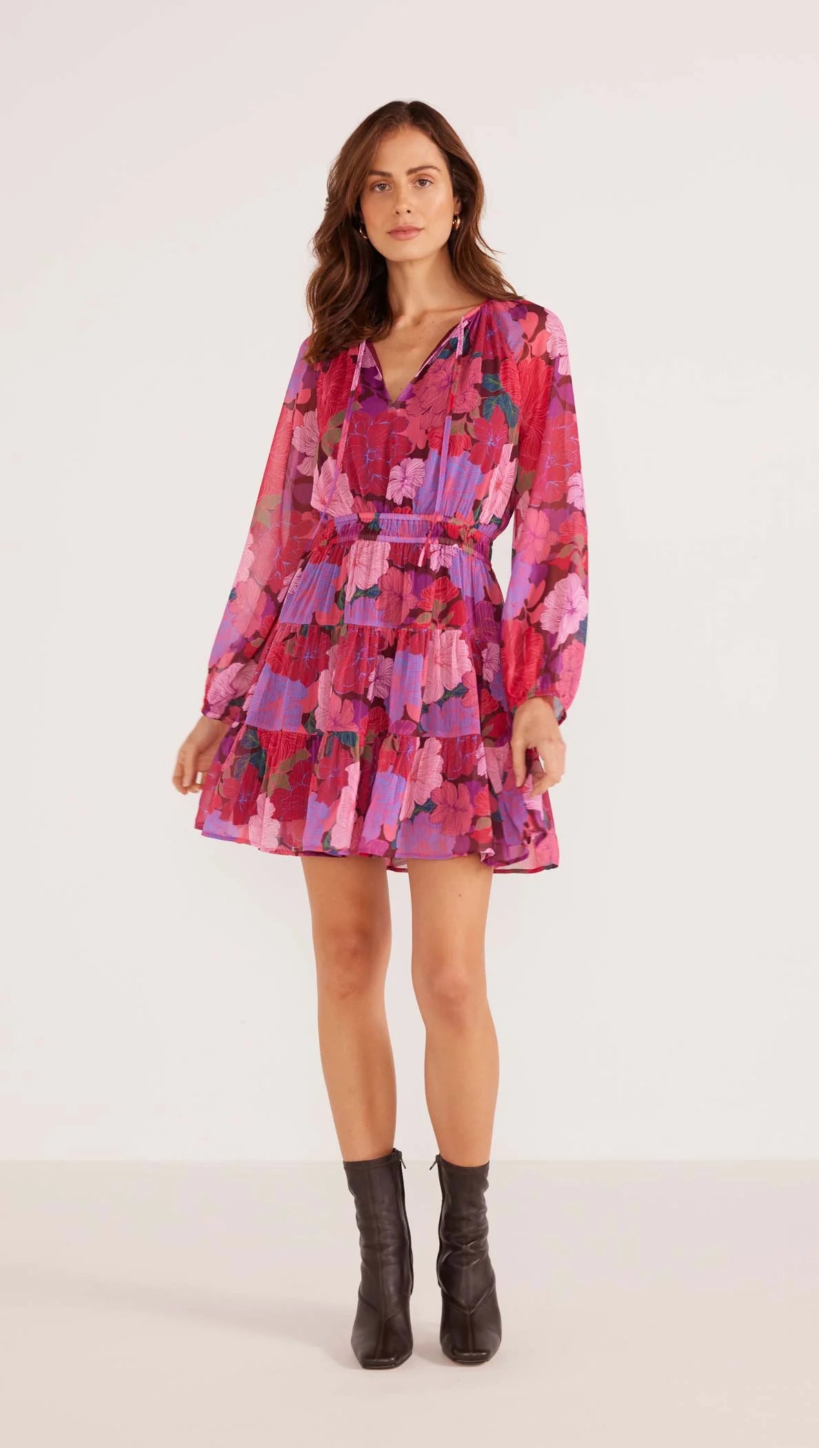 MINK PINK LEXIE LONG SLEEVE MINI DRESS Stylish Plaid Mini Dress