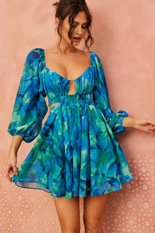 Wanderlust Mini Dress - Blue Chic Sleeveless Mini Dress